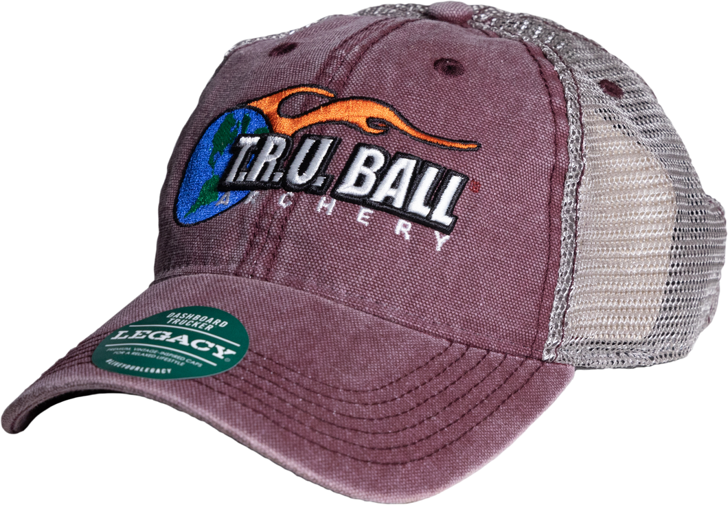 T.R.U. Ball® Dashboard Trucker Hat - Burgundy/Silver